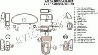 Декоративные накладки салона Acura Integra 1994-2001 2 двери, базовый набор, АКПП, 22 элементов.