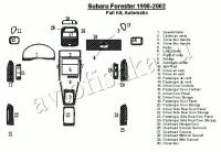 Декоративные накладки салона Subaru Forester 1998-2002 АКПП, полный набор, 30 элементов.