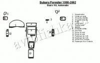 Декоративные накладки салона Subaru Forester 1998-2002 АКПП, базовый набор, 16 элементов.