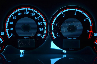Volkswagen Sharan, Ford Galaxy светодиодные шкалы (циферблаты) на панель приборов - дизайн 1
